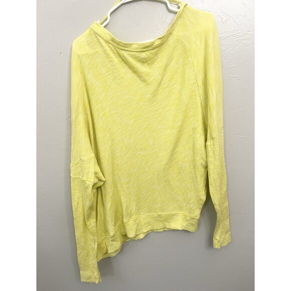Anthropologie Yellow Slub Drop Shoulder Sweatshirt Lightweight Large Sweater Top - Picture 9 of 9